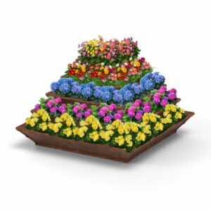 VKFHTM00058 Cleo 5 Ebenen Edelrost Blumen