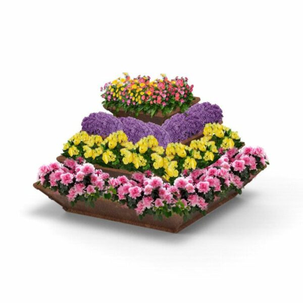 VKFHTM00059 Cleo 4 Ebenen Edelrost Blumen